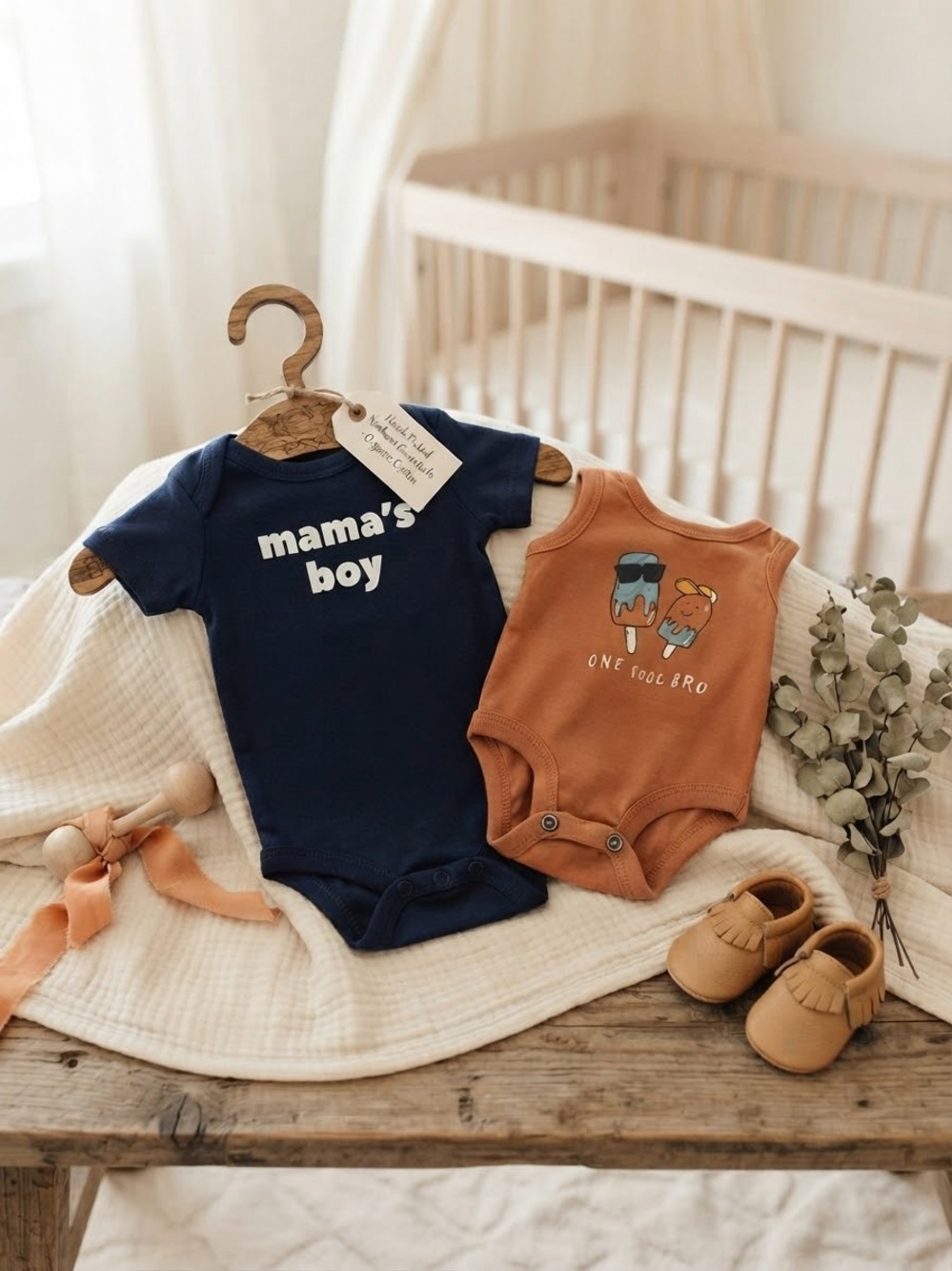 Mama's Boy and One Cool Bro Newborn Onesies